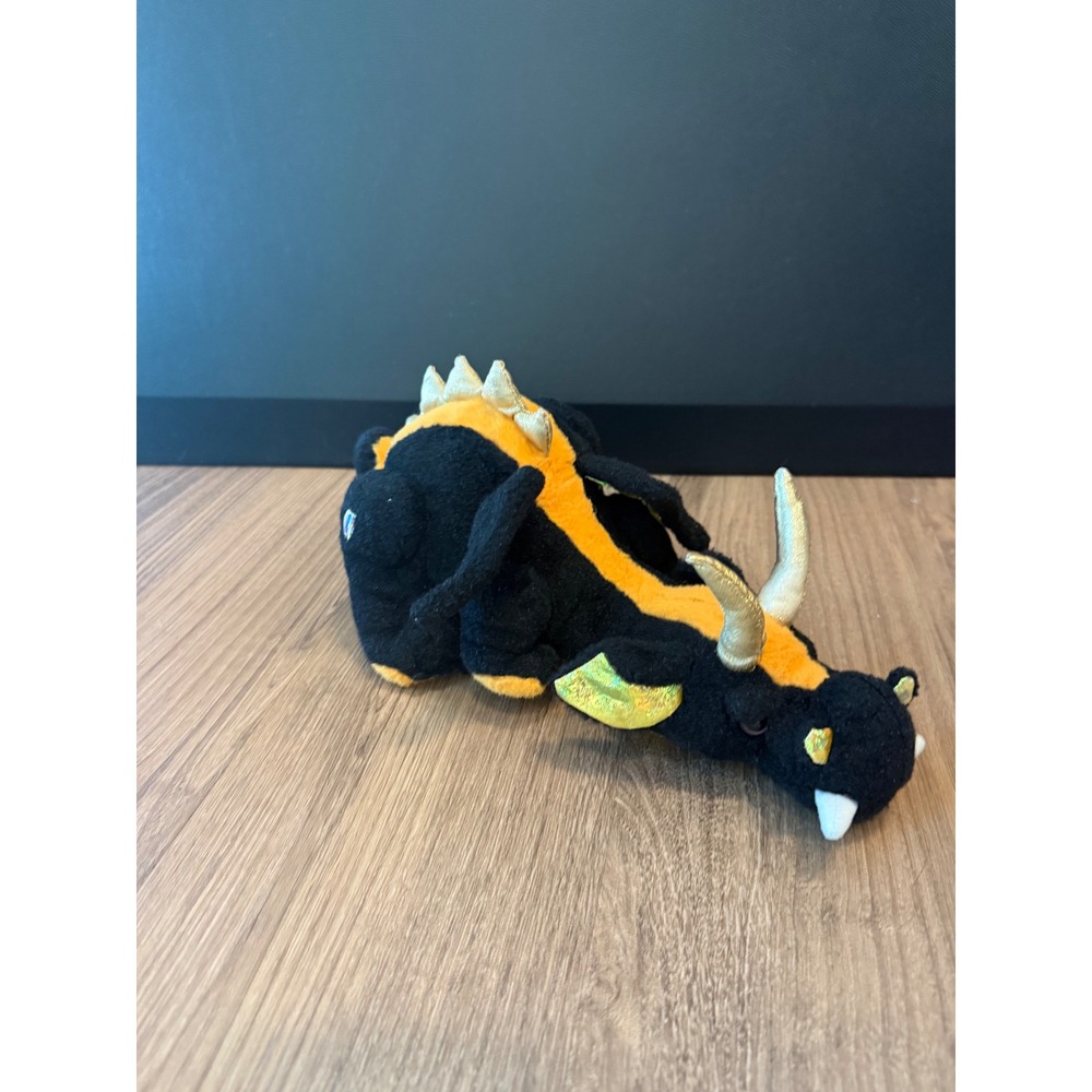 Webkinz Ganz Black Orange Dragon Plush Stuffed Animal Gold Accents Collectible